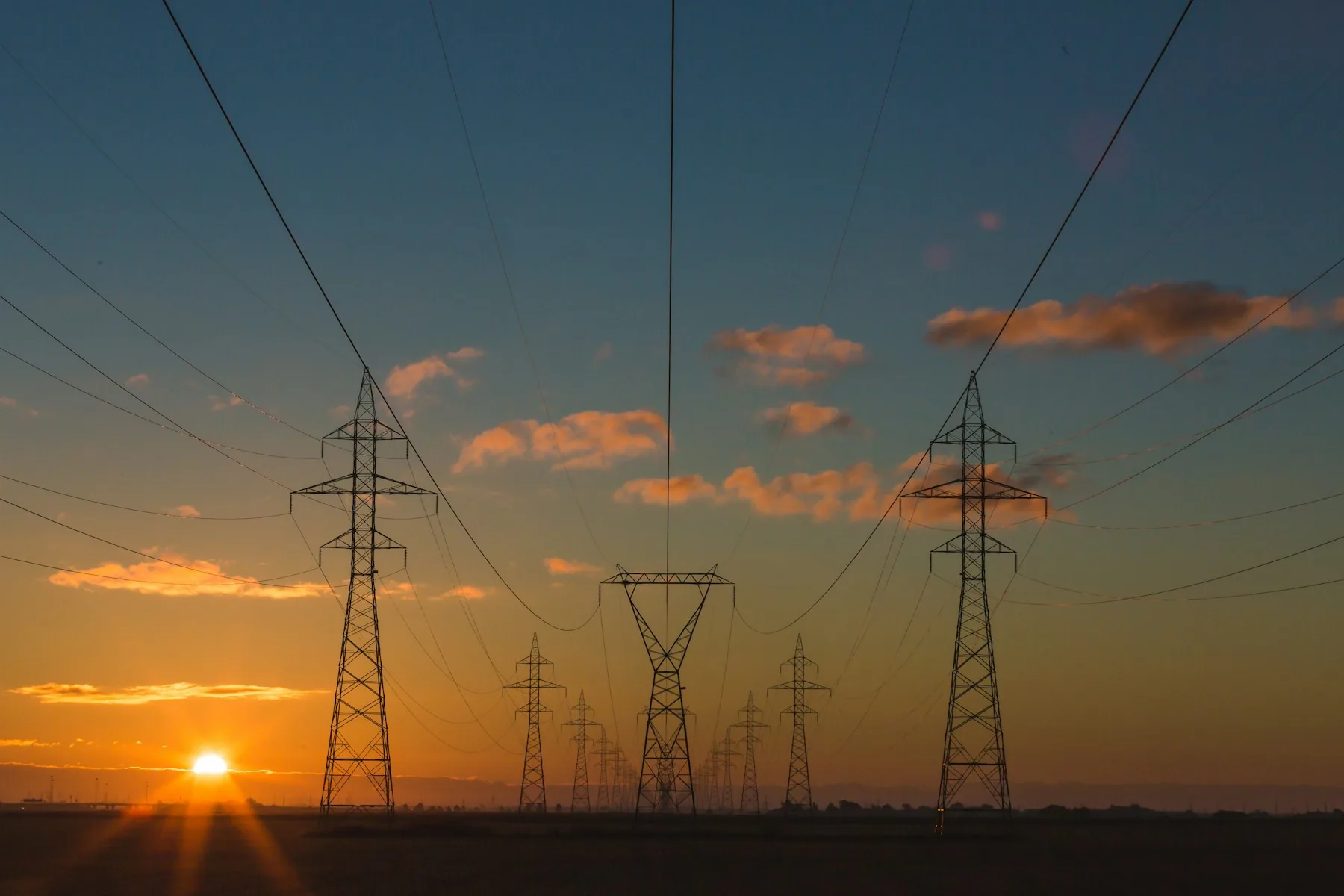 Solar farm at golden hour